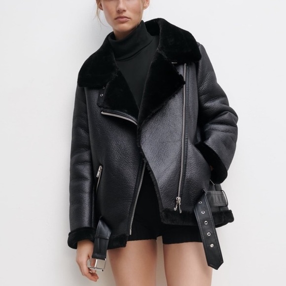 Zara Faux Leather and Fur Lined Jacket - Picture 2 of 9